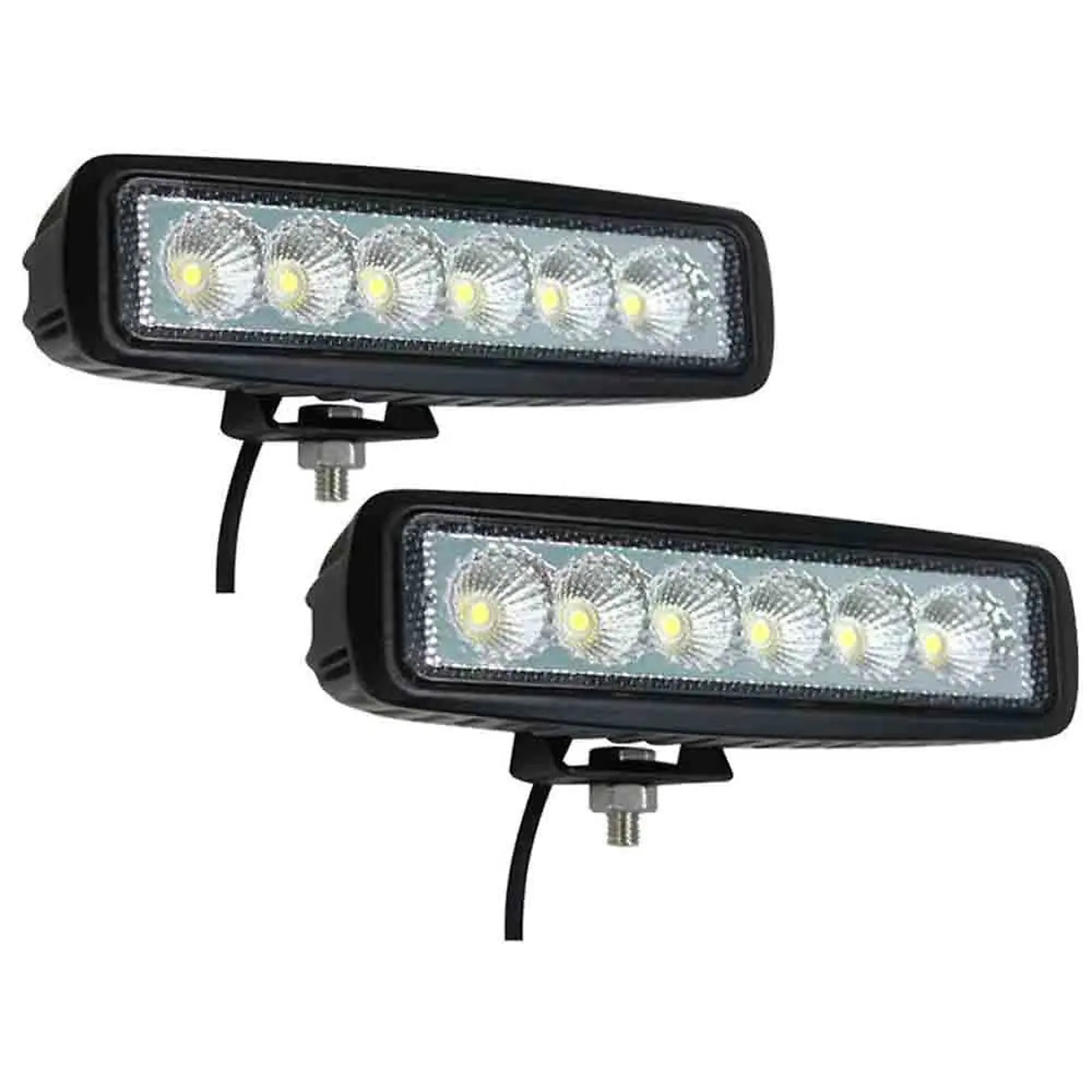 Custer Products Rectangular LED Work Lights — Flood Beam, 6 Diodes, 18 Watts, 1320 Lumens, Pair, Model# WL19F-PR